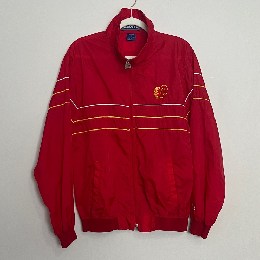 STARTER Calgary Flames Red Windbreaker Jacket for Men